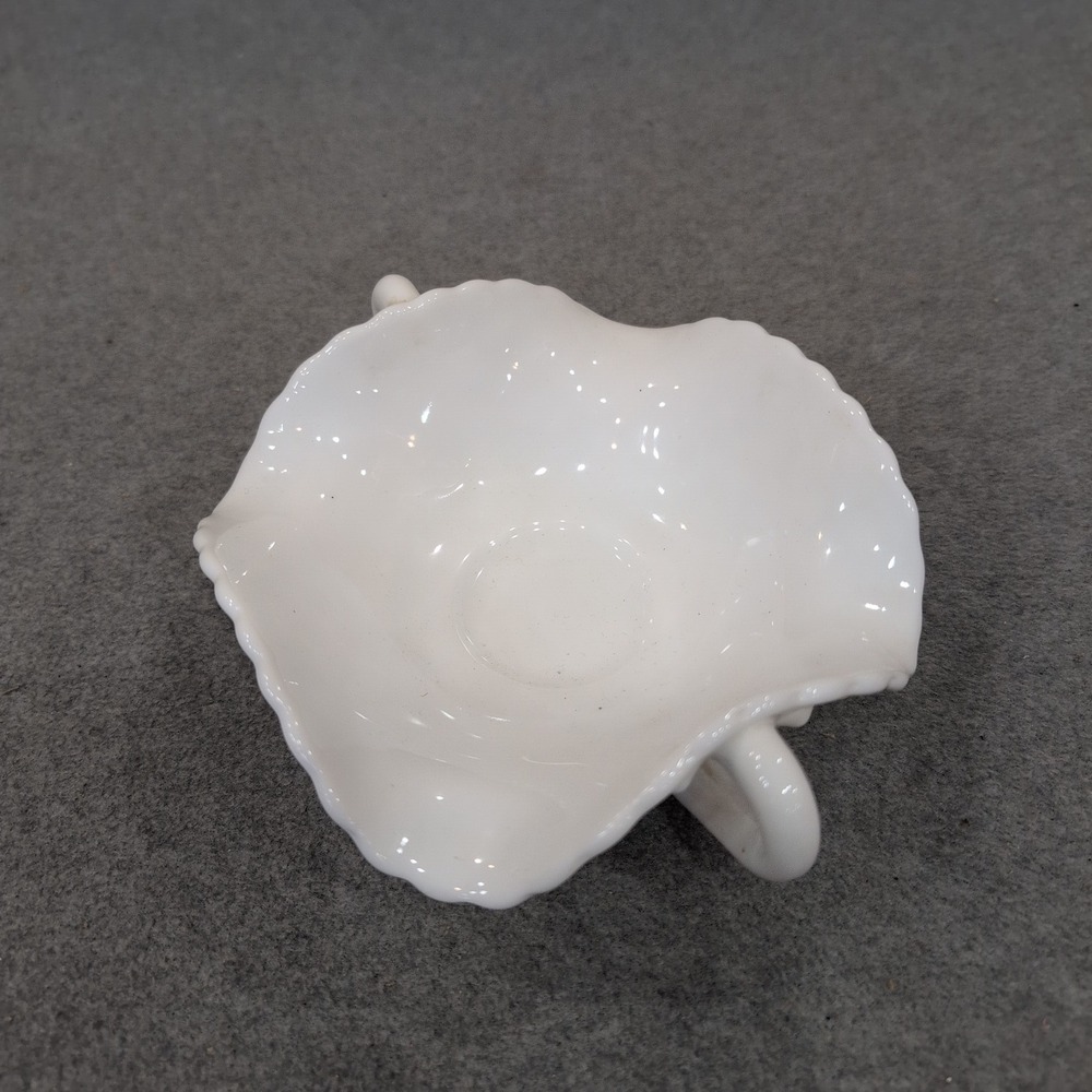 Fenton White Milk Glass Hobnail Ruffled Double Handled Bon‎ Bon Candy Dish - Picture 3 of 6